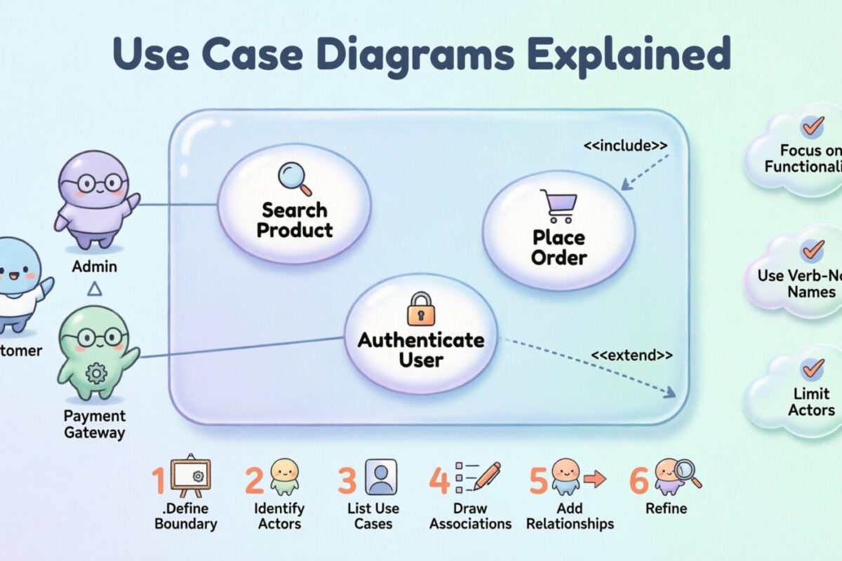 Use-Case-Diagramme erklärt: Konzepte, Symbole und Best Practices