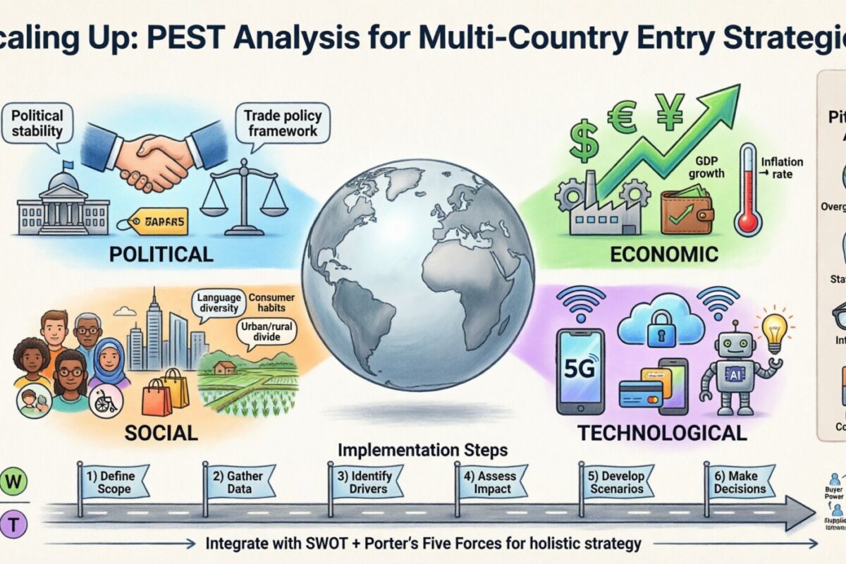 Escalando: Cómo utilizar el análisis PEST para estrategias de entrada en múltiples países Escalando: Cómo utilizar el análisis PEST para estrategias de entrada en múltiples países