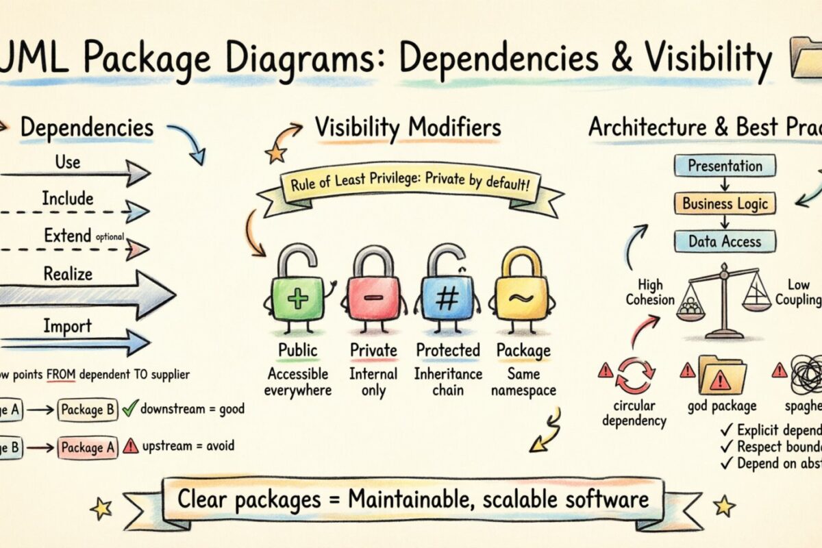 Análisis profundo: comprensión de dependencias y visibilidad en diagramas de paquetes UML