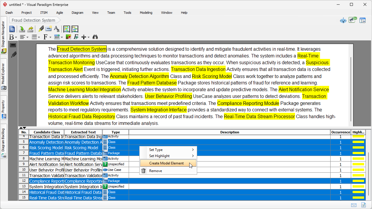 Construction d&rsquo;un modèle de détection de fraude : analyse textuelle automatisée avec Visual Paradigm