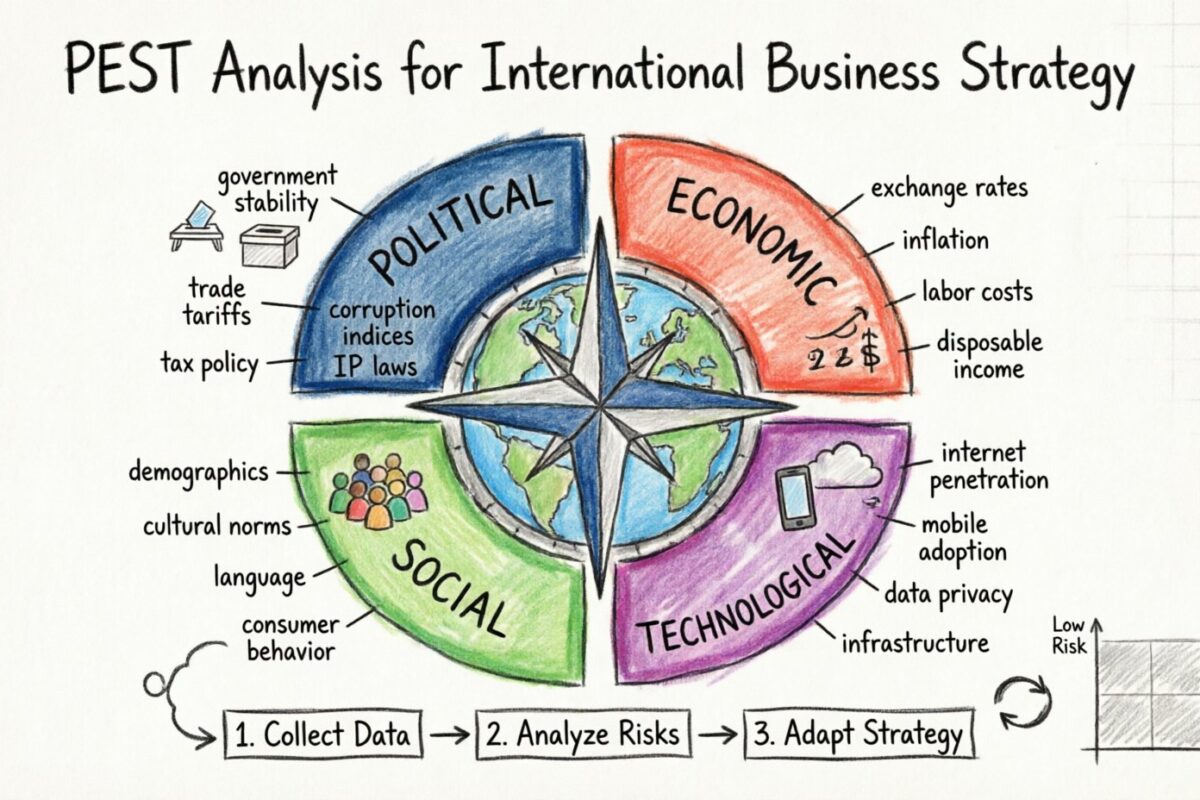 Comment réaliser une analyse PEST pour votre stratégie d’affaires internationale : un guide étape par étape