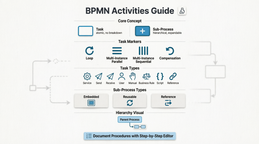 Maîtriser les activités BPMN : un guide complet sur les tâches et les sous-processus dans la modélisation des processus métiers