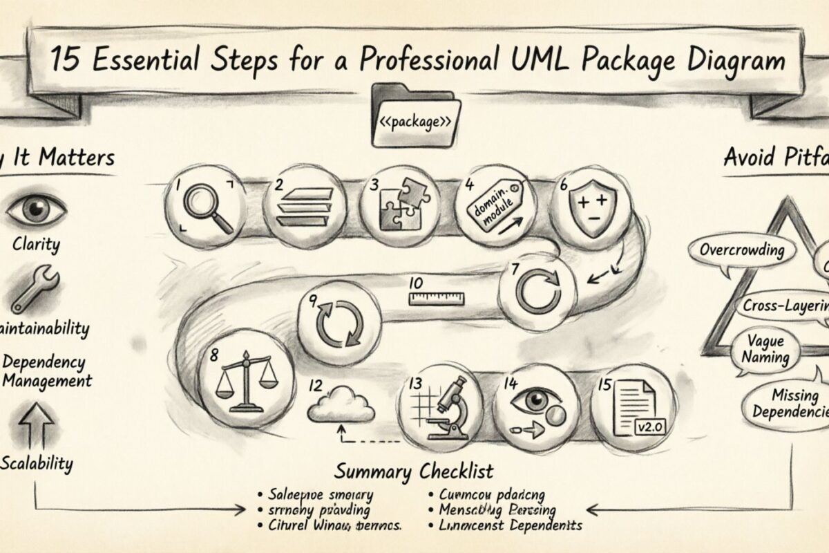 Checklist : 15 étapes essentielles pour un diagramme de paquet UML professionnel