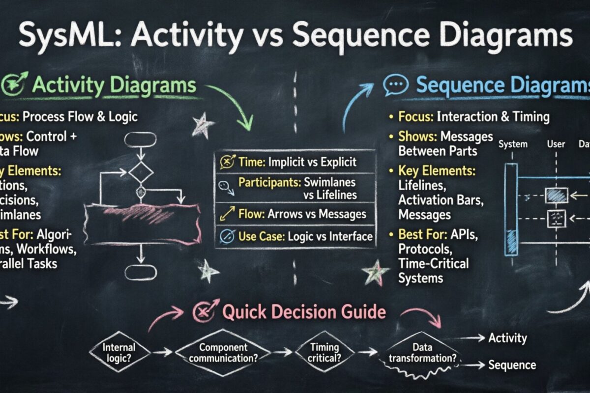 SysML Q&A: Menjelaskan Perbedaan Antara Diagram Aktivitas dan Diagram Urutan untuk Pengguna MBSE Baru
