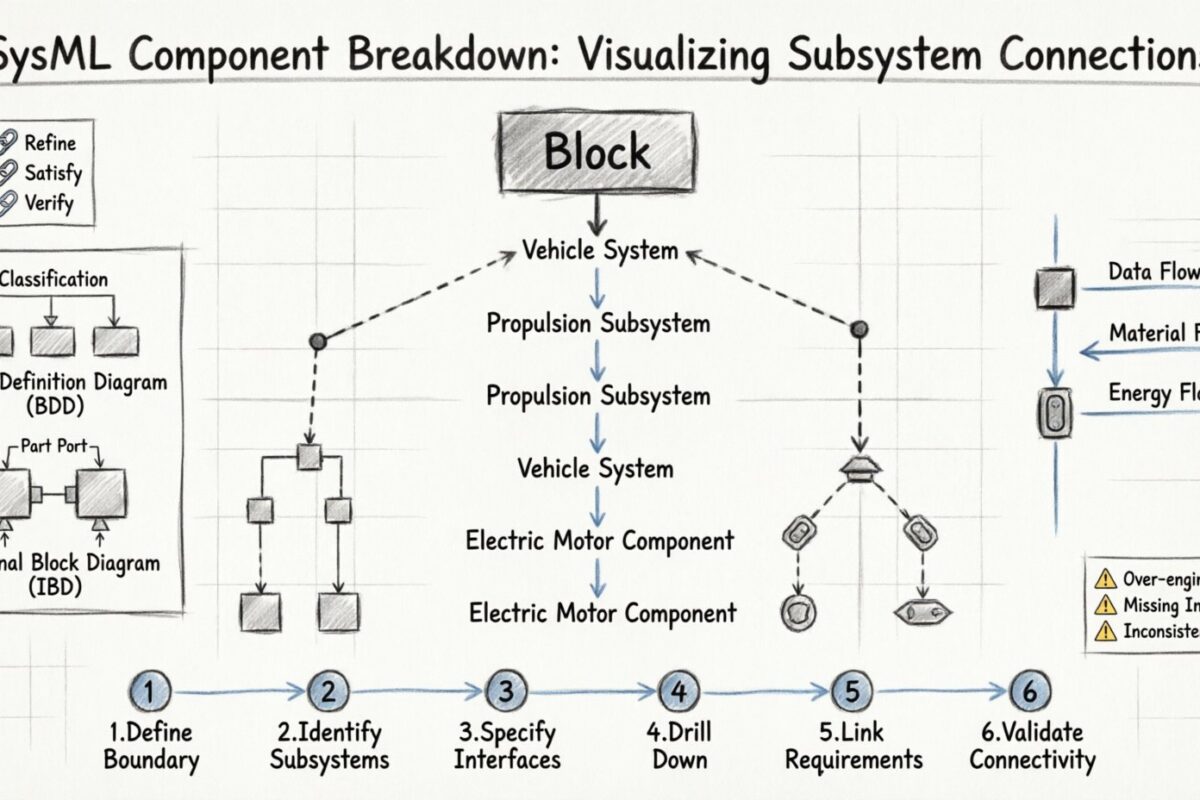Pemecahan Komponen SysML: Memvisualisasikan Bagaimana Subsistem Terhubung untuk Menciptakan Kesatuan yang Utuh Pemecahan Komponen SysML: Memvisualisasikan Bagaimana Subsistem Terhubung untuk Menciptakan Kesatuan yang Utuh