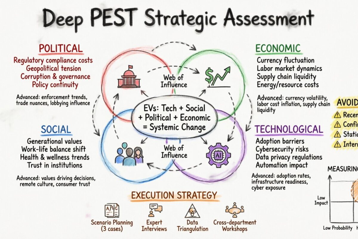 PEST के छिपे हुए परतें: अपने रणनीतिक मूल्यांकन में गहराई कैसे जोड़ें