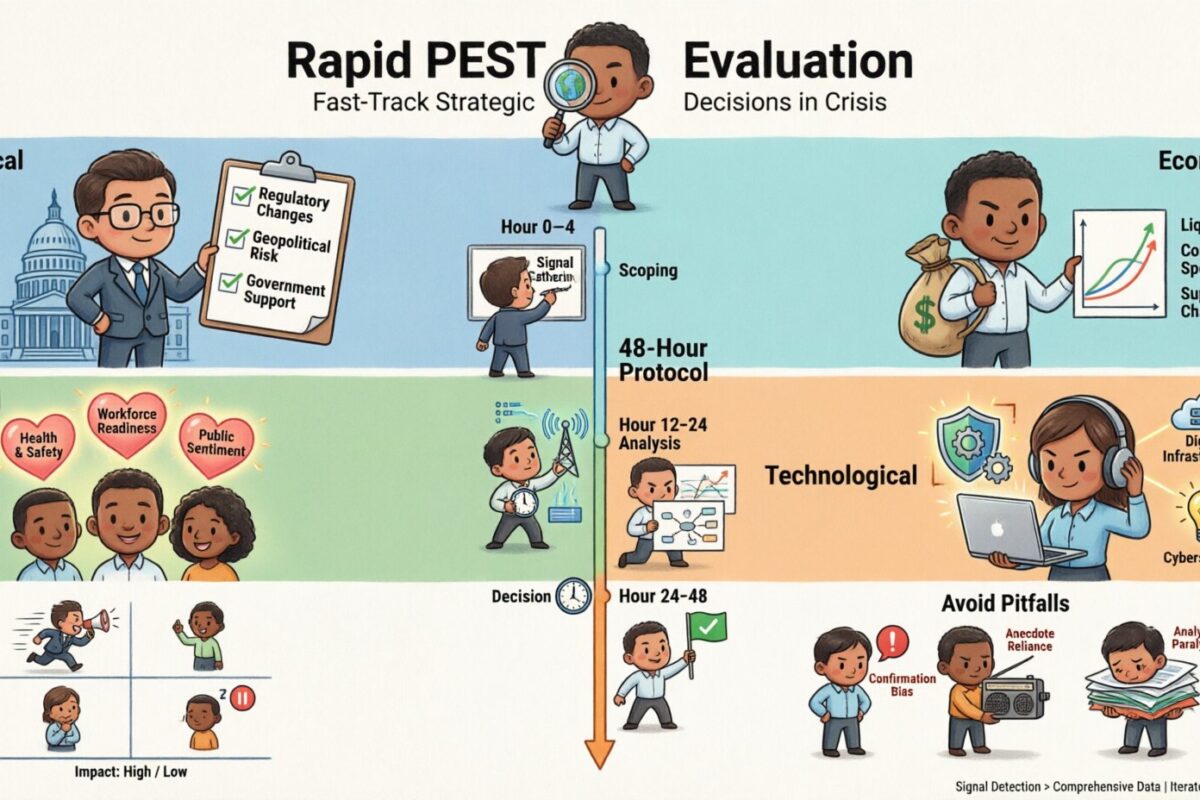 त्वरित PEST मूल्यांकन: संकट में त्वरित रणनीतिक निर्णय लेने के तरीके