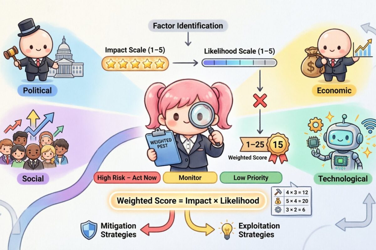 重み付きPEST法：戦略的明確化のためのリスクと機会の優先順位付け