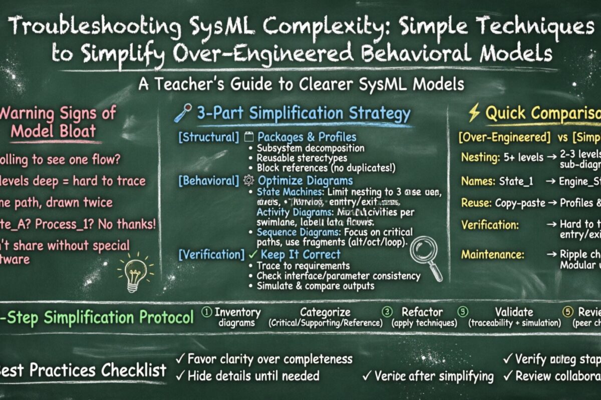 SysMLの複雑さのトラブルシューティング：過剰設計された行動モデルを簡素化するための簡単なテクニック