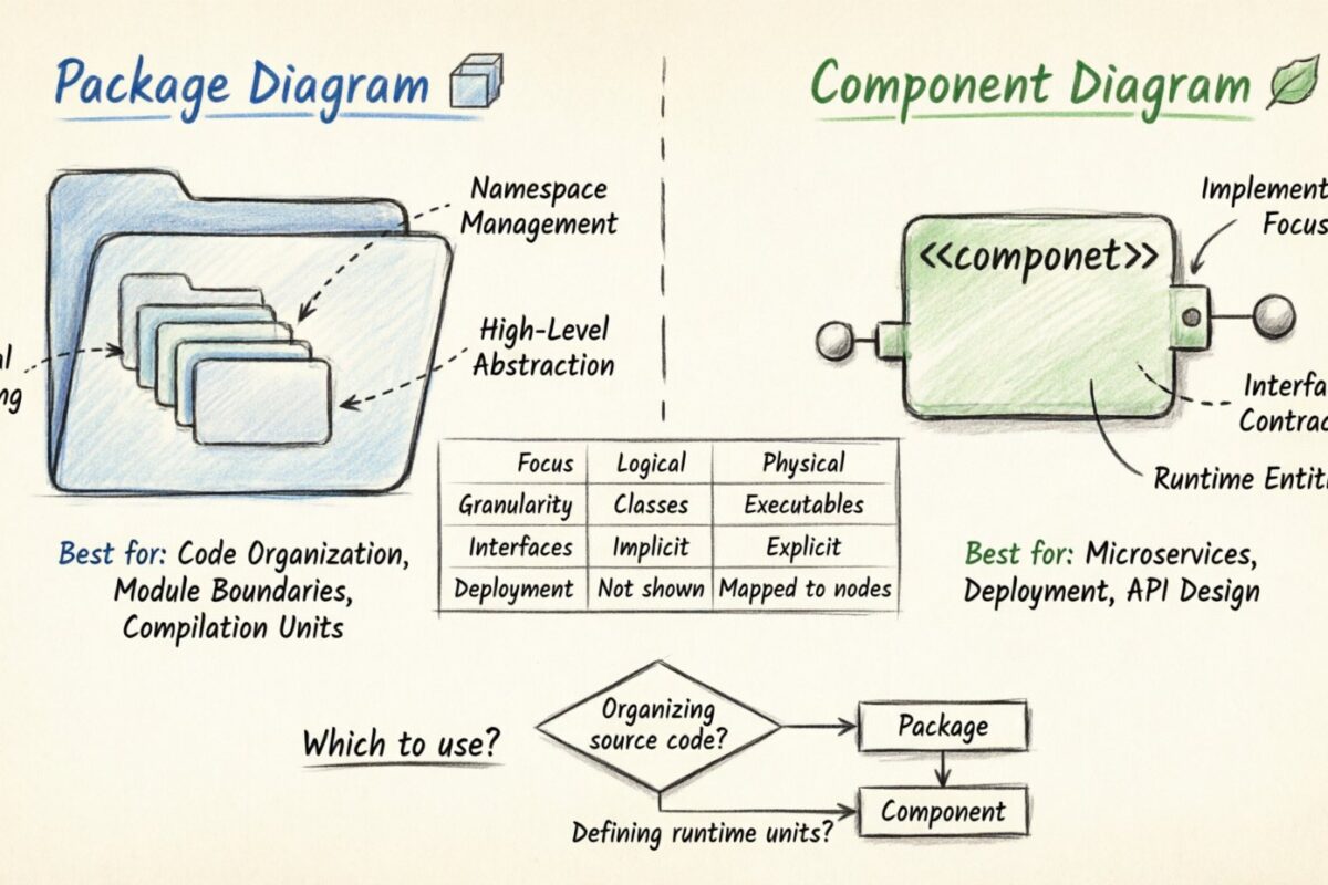 Diagrama de Pacotes UML vs. Diagrama de Componentes: Qual deles você deveria usar?
