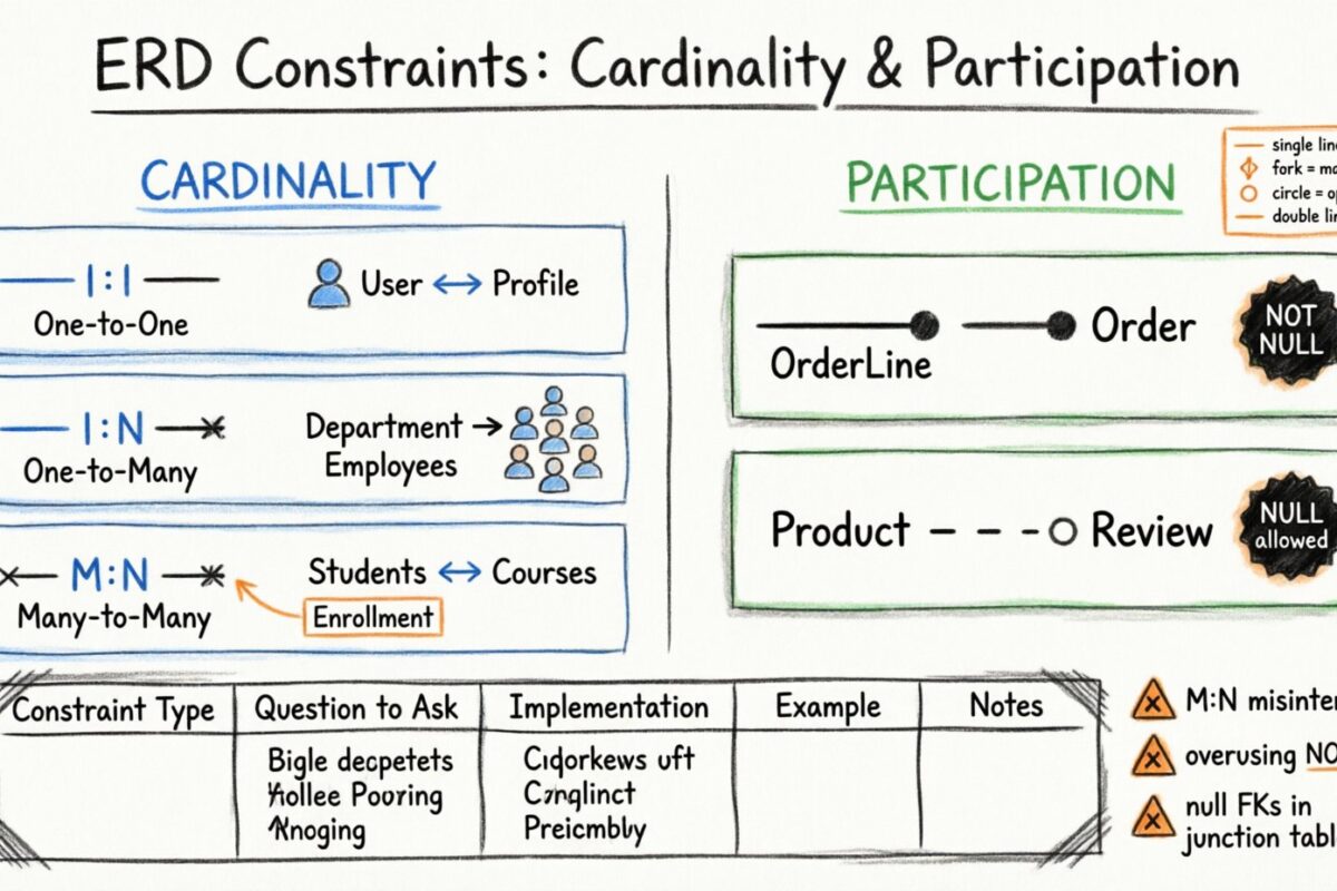 Hướng dẫn ERD: Các ràng buộc Cardinality và Tham gia: Các ví dụ thực tế được giải thích