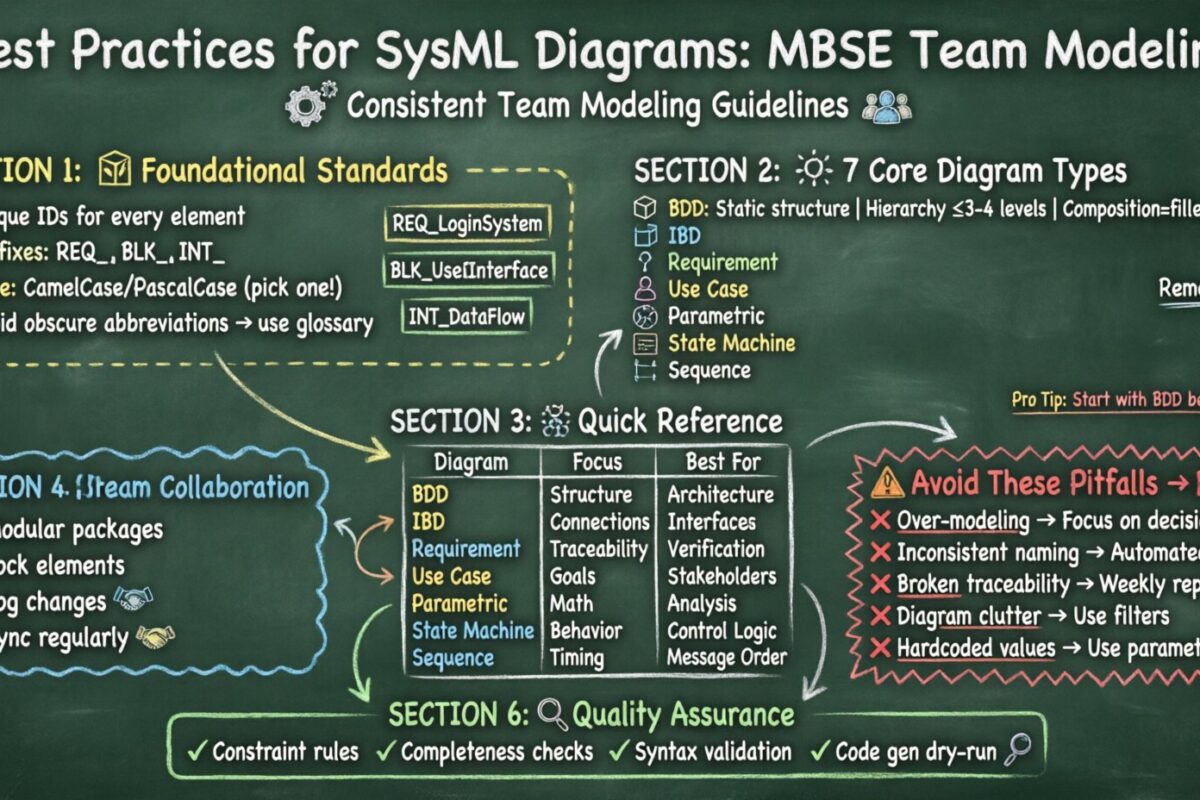 Các thực hành tốt nhất cho biểu đồ SysML: Những gì các huấn luyện viên MBSE khuyến nghị cho việc mô hình hóa nhóm nhất quán