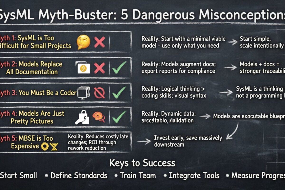Bẻ gãy những hiểu lầm về SysML: 5 quan niệm nguy hiểm cản trở hành trình kỹ thuật hệ thống dựa trên mô hình của bạn Bẻ gãy những hiểu lầm về SysML: 5 quan niệm nguy hiểm cản trở hành trình kỹ thuật hệ thống dựa trên mô hình của bạn