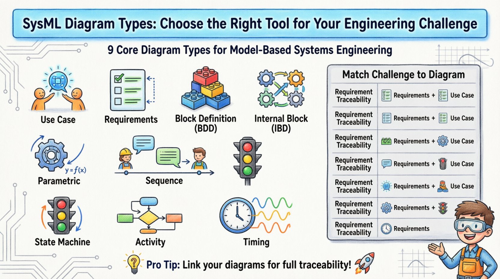 The SysML Comparison Guide: Evaluating Diagram Types for Specific Engineering Challenges