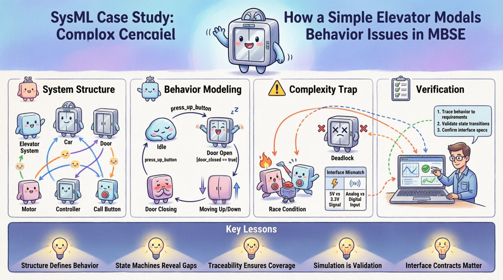 SysML Case Study: How a Simple Elevator Model Reveals Complex Behavior Issues in MBSE SysML Case Study: How a Simple Elevator Model Reveals Complex Behavior Issues in MBSE